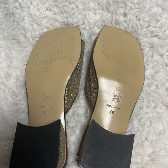 Palmieri fabric Brown & glittery dots prints leather lining Slide Sandals EUR 40 - Picture 8 of 9